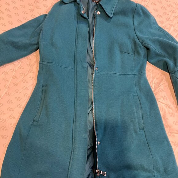 International Concepts INC Blue Jacket Ruffle Sleeves M 100% Cotton - Picture 3 of 6